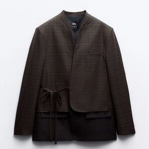 ZARA CHECKERED KIMONO JACKET L